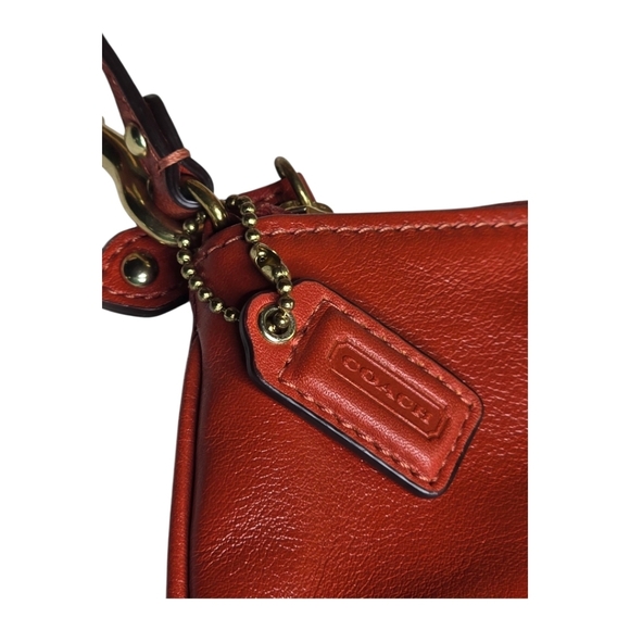 Coach Ashley Leather Wristlet Burnt Orange Gold Logo Clutch Bag - Picture 6 of 11